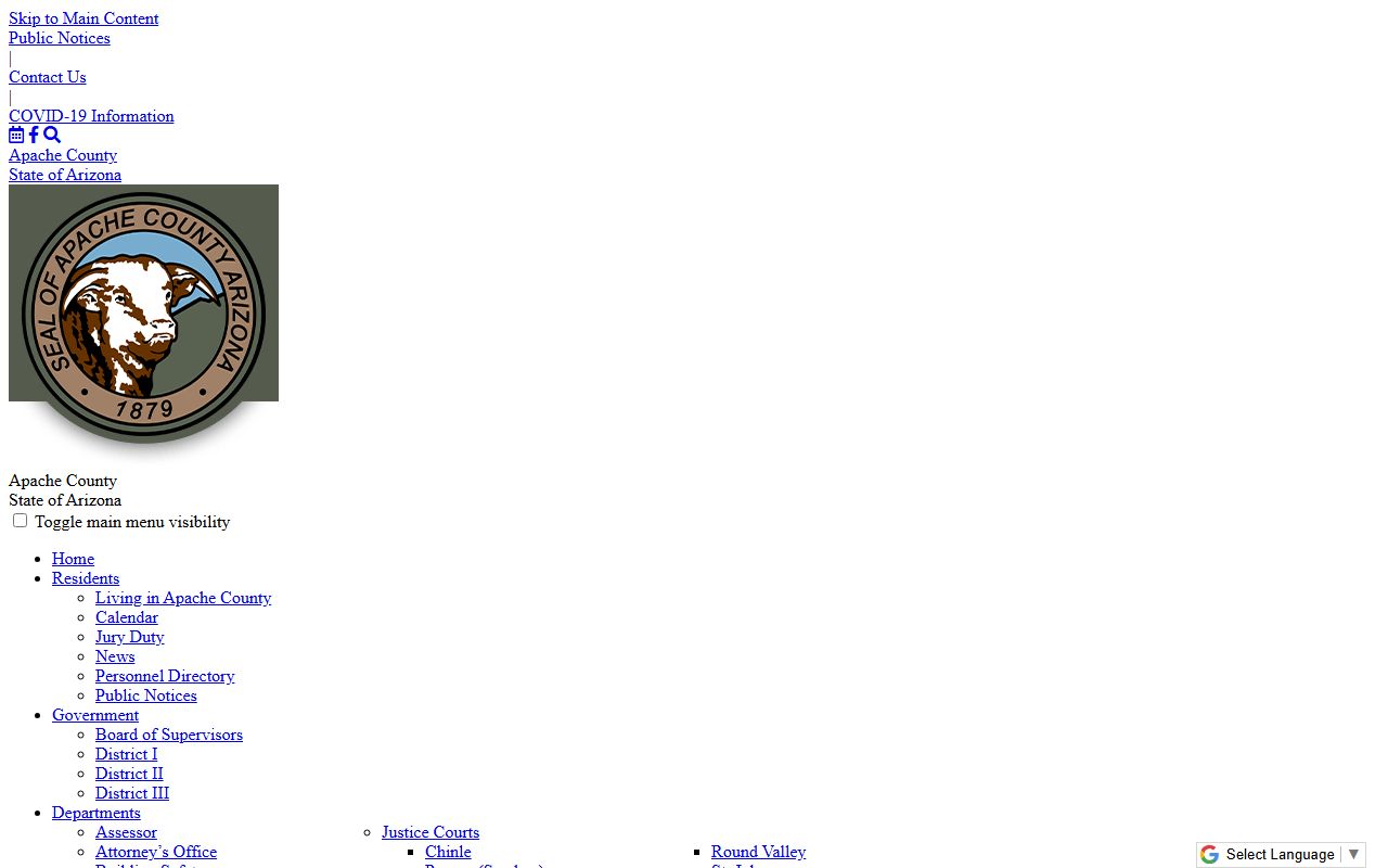 Apache County Clerk of the Court office information and contact details